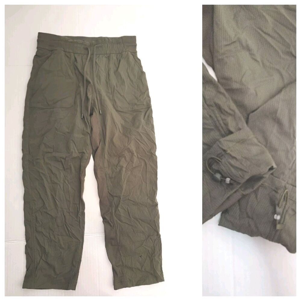Lululemon Beyond the Studio Pants Womens SZ 8 Green Drawstring 25" Athletic